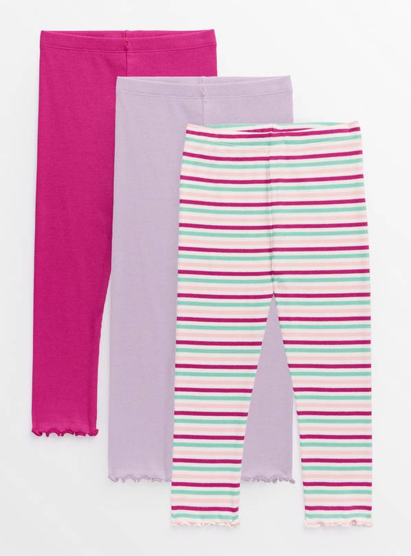 Bright Ribbed Leggings 3 Pack 2-3 years